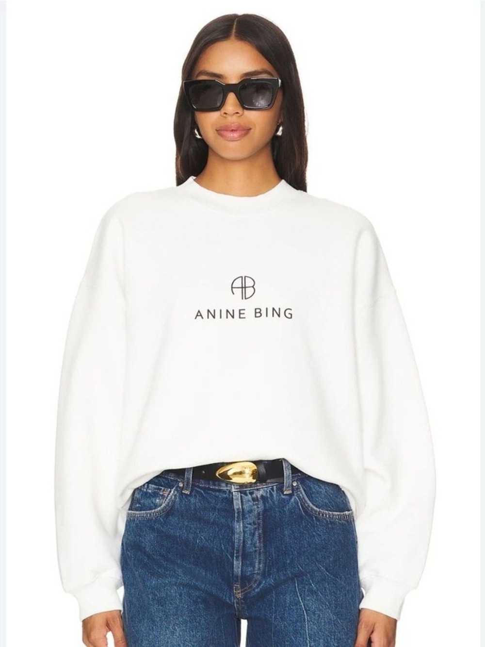 ANINE BING Jaci Monogram Sweatshirt, Size XS